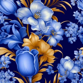 Dark Blue Floral Pattern - Seamless Design