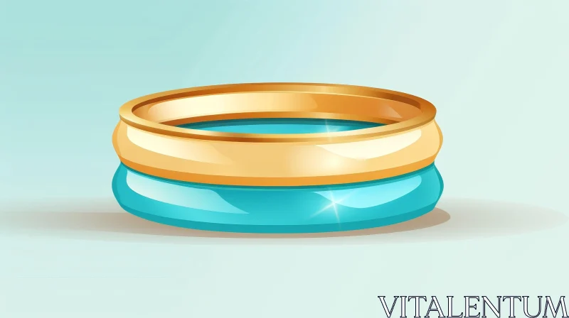 Elegant Gold and Turquoise Ring - 3D Rendering AI Image