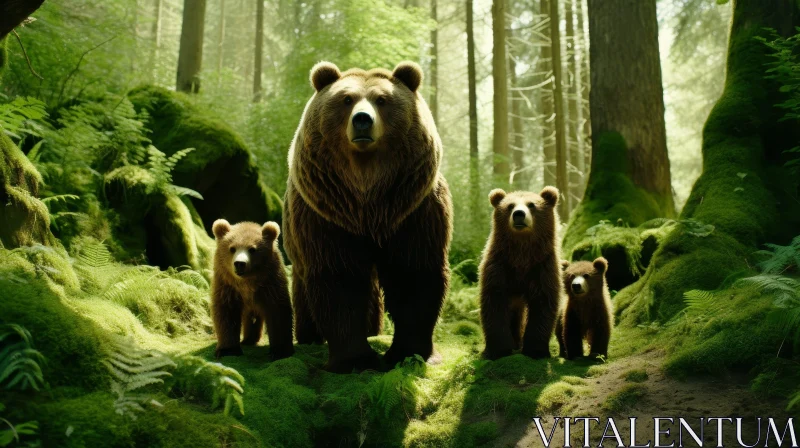 AI ART Enchanting Family of Bears in Forest