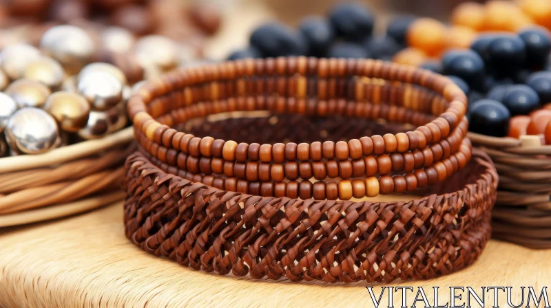 Handmade Wooden Bead Bracelet | Natural Materials Craft AI Image