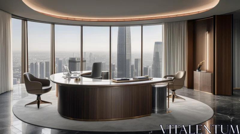 Luxurious Modern Office with City View AI Image