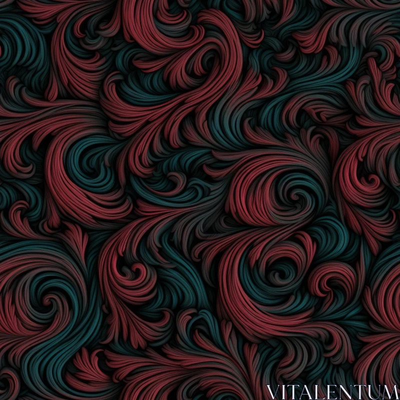 Luxurious Red and Blue Seamless Pattern AI Image