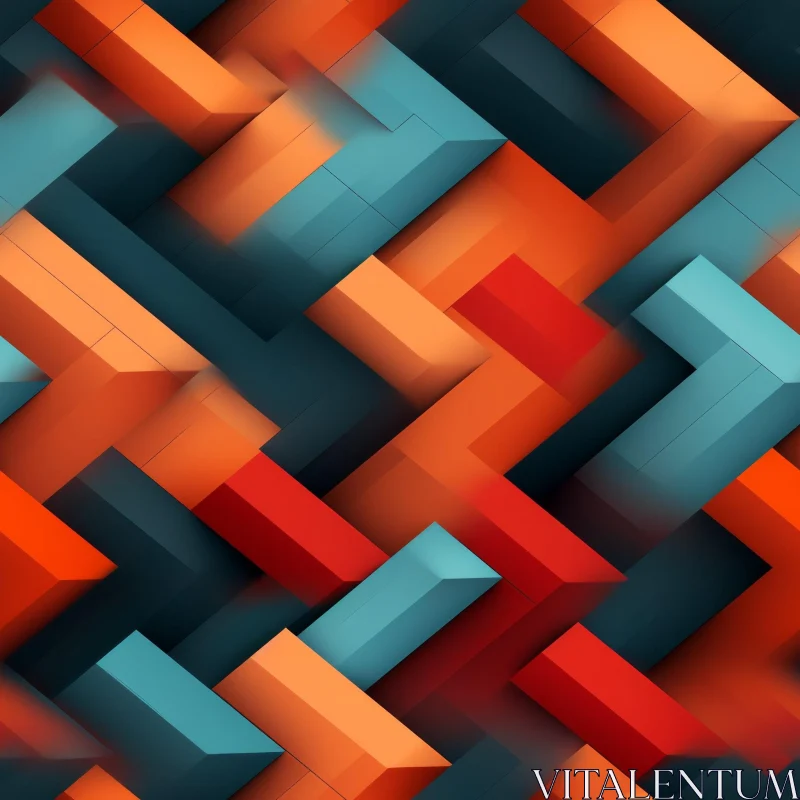 AI ART Modern Blue, Orange, and Red Geometric Pattern