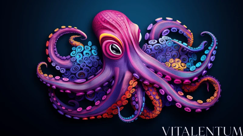 AI ART Pink and Purple Octopus 3D Rendering