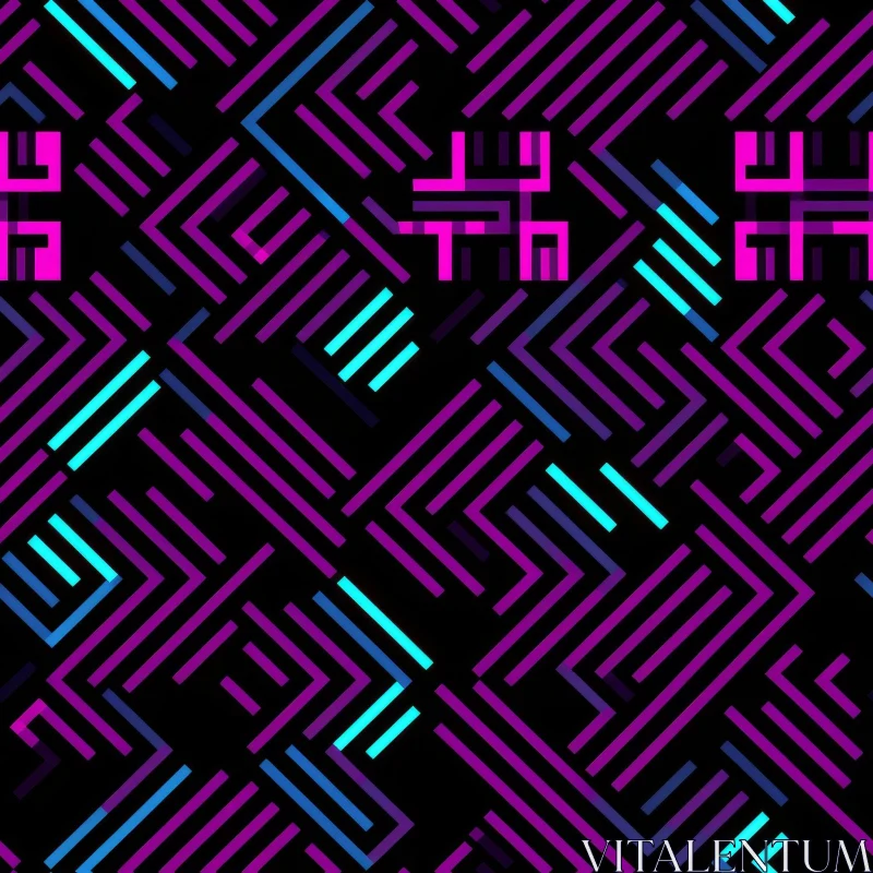 Purple and Blue Geometric Pattern on Black Background AI Image