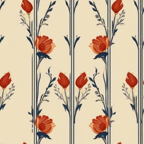 Vintage Floral Pattern on Beige Background