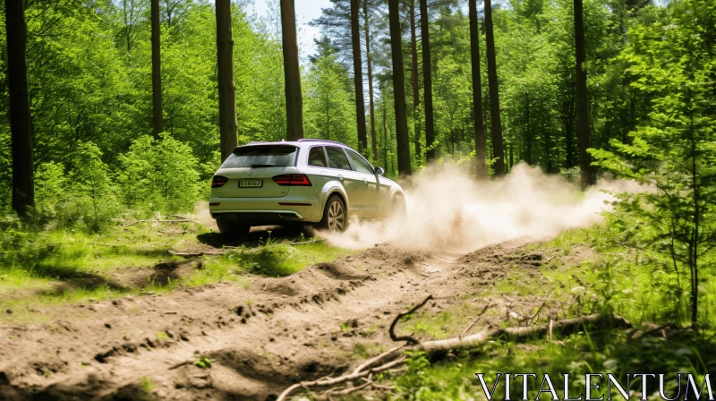 Audi SUV Driving in Forest: Spectacular Show of Ages AI Image