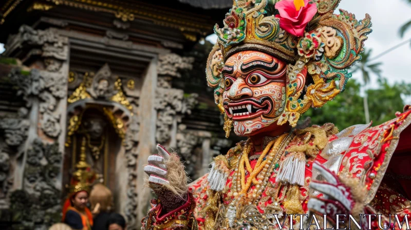 Captivating Image of a Balinese Dancer in Traditional Mask AI Image