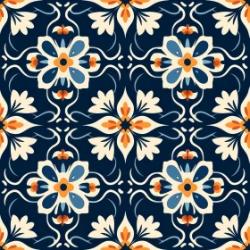 Colorful Floral Tiles Seamless Pattern