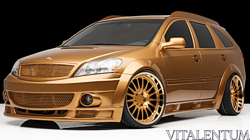 Gold Rimmed SUV: A Precise and Detailed Artwork in Bronzepunk Style AI Image