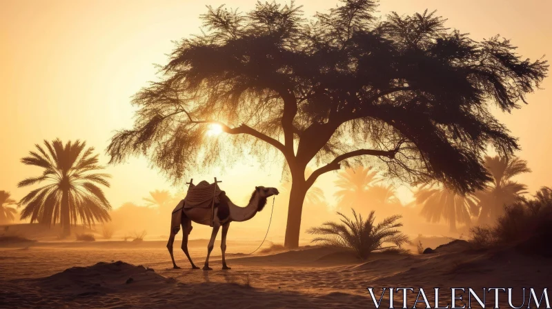 AI ART Graceful Camel in Desert: Majestic Nature Photography
