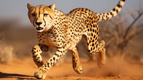 Graceful Cheetah Sprinting in Desert