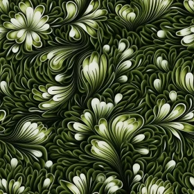 Green and White Floral Pattern
