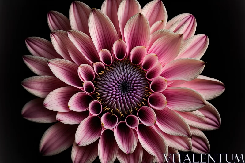 Pink Daisy on Black Background: Hyperrealistic Floral Photography AI Image