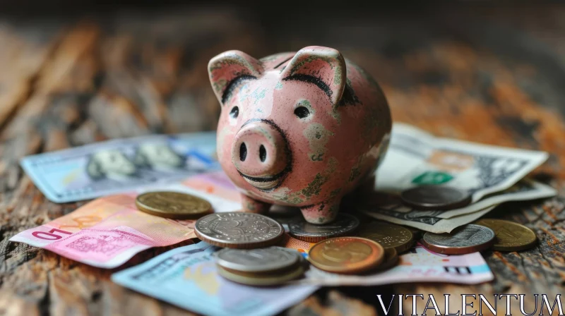 Pink Piggy Bank on Money: A Captivating Image AI Image