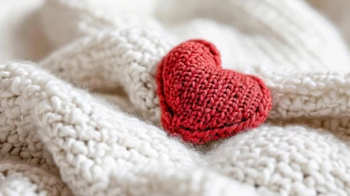 Red Knitted Heart Shape Toy on White Background
