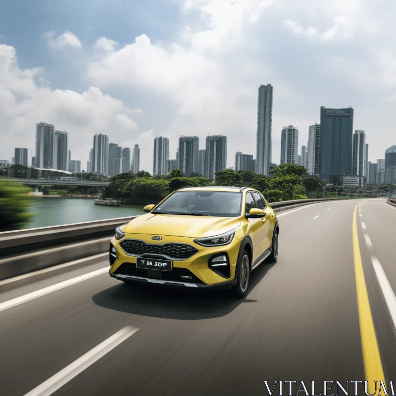 2019 Kia Ronan Sport: Dynamic and Expressive Animation in Yellow and Amber AI Image