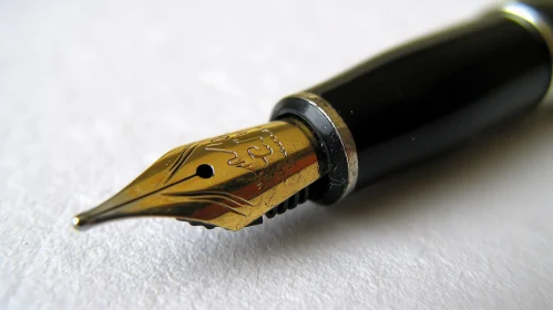 Black and Gold Fountain Pen: A Captivating Close-Up