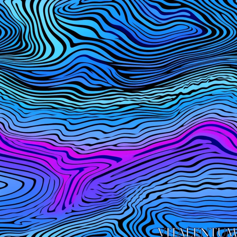 AI ART Blue and Purple Waves Pattern