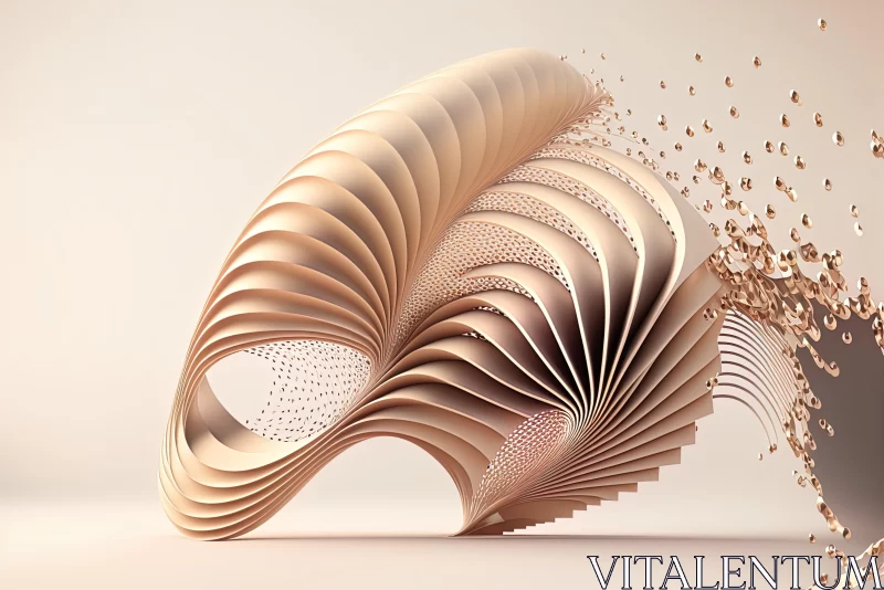 Curved Papers Graphic Design in Light Beige and Bronze | Fine Feather Details AI Image