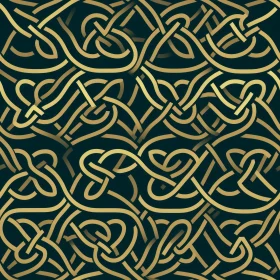 Golden Celtic Knots Pattern on Dark Green Background