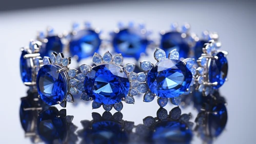 Luxury Blue Sapphire and Diamond Floral Bracelet