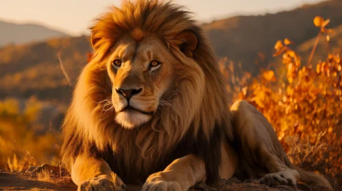 Regal Lion in Savanna Landscape