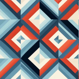 Retro Geometric Pattern - Red Diamonds and Blue Squares
