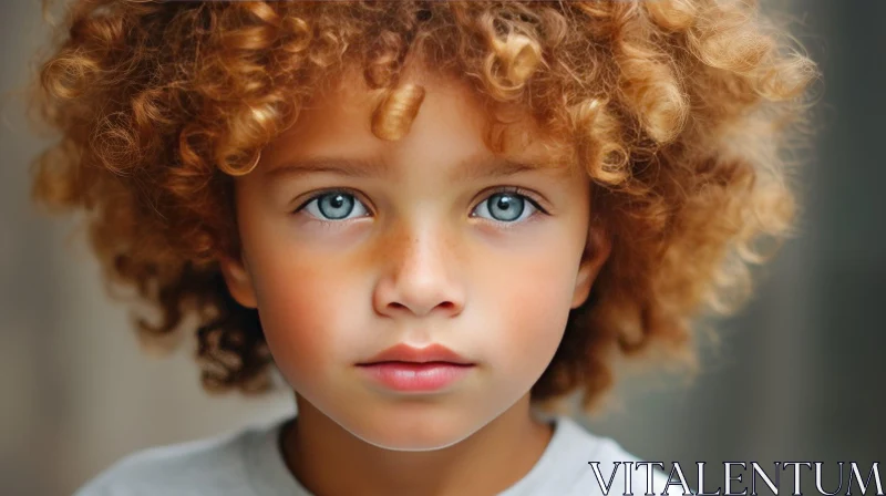 Serious Young Boy Portrait in Close-up AI Image