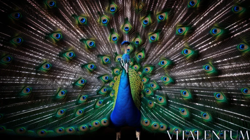 Stunning Peacock Display: Vibrant Feathers in Nature AI Image