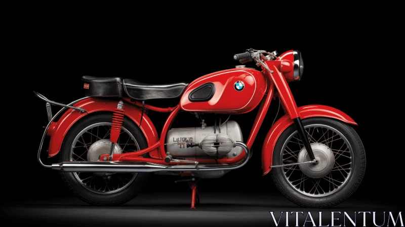 AI ART Vintage Red BMW Motorcycle - Captivating Image from the 1960s