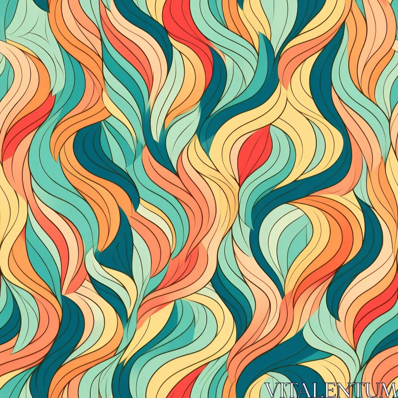 AI ART Colorful Waves Seamless Pattern - Energetic Design