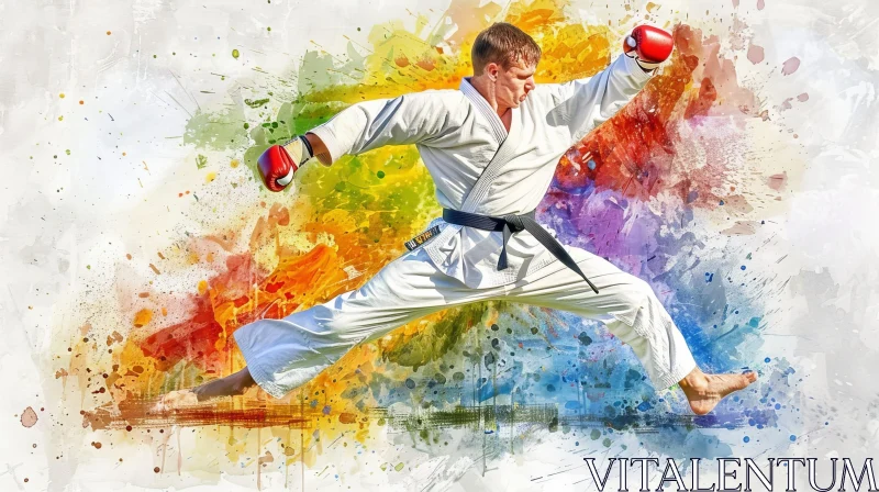 Dynamic Karate and Boxing Athlete in Action AI Image