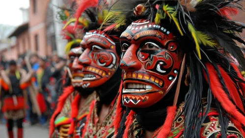 Exquisite Traditional Festival Image: Vibrant Costumes and Painted Faces
