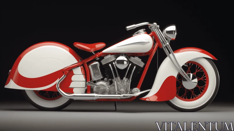 Hyperrealistic Depiction of a Red and White Motorcycle | Idealized Native Americans AI Image