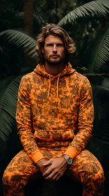 Male Model in Orange Camo Outfit - Tropical Fashion Shoot