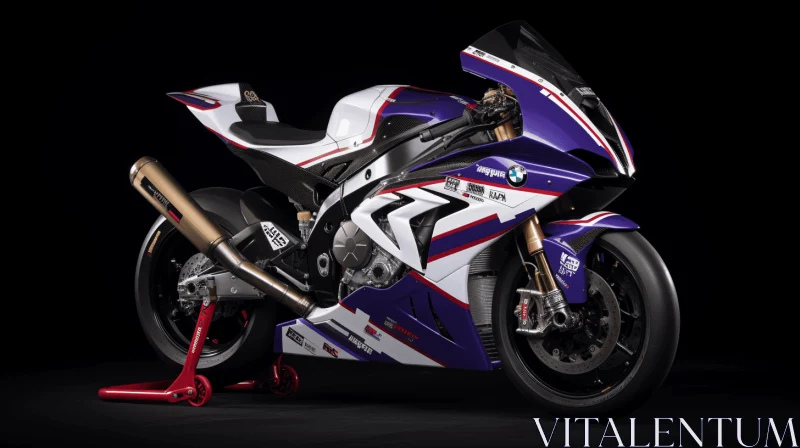 Meticulously Crafted Superbike | Dark White and Purple | Bold Patterns AI Image