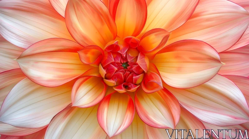AI ART Orange and White Dahlia Flower Close-Up