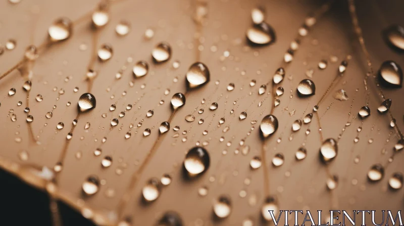 Tranquil Water Droplets on Brown Surface AI Image