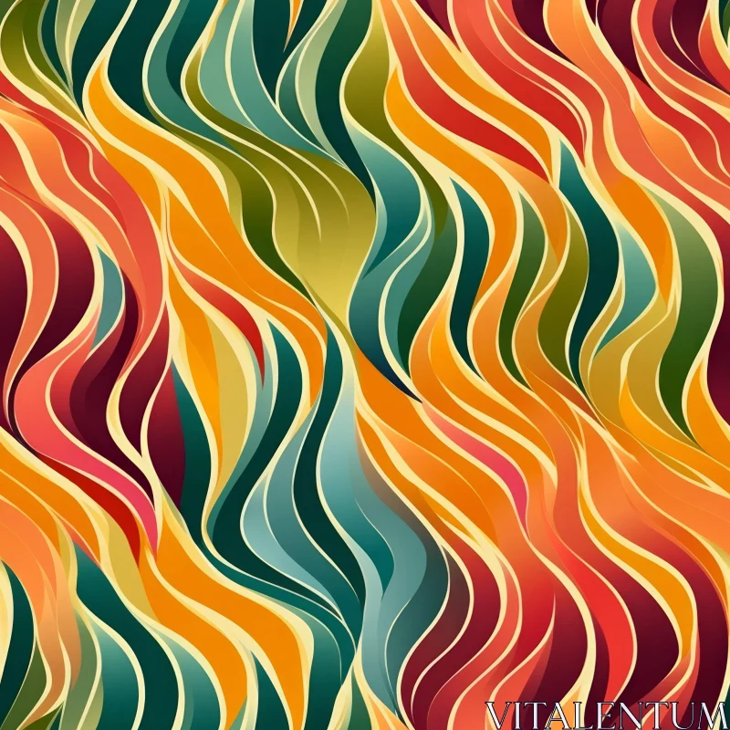 AI ART Colorful Waves Seamless Pattern - Retro Design