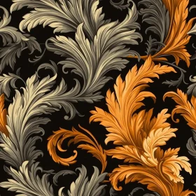Elegant Acanthus Leaves Pattern in Golden and Gray