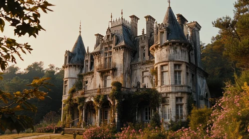 Enchanting Castle in a Serene Forest - Majestic Architecture