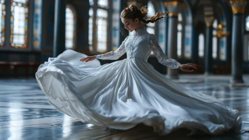 Ethereal Dance in a Grand Hall - Mesmerizing Image