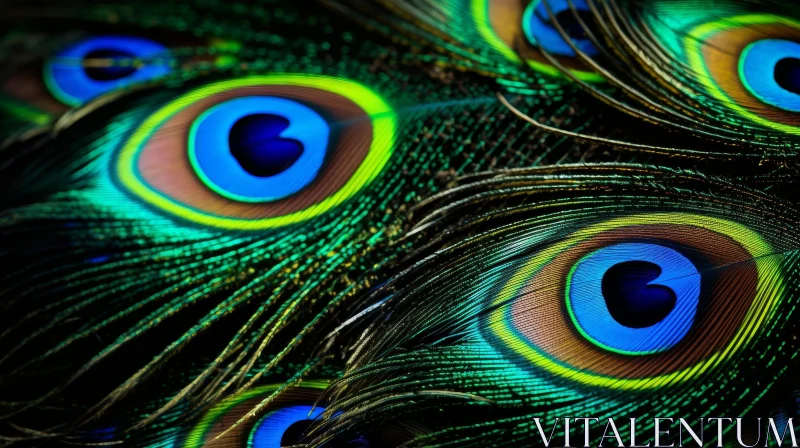 Exquisite Peacock Feathers Close-Up AI Image