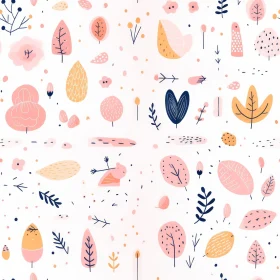 Hand-Drawn Floral Elements Seamless Pattern