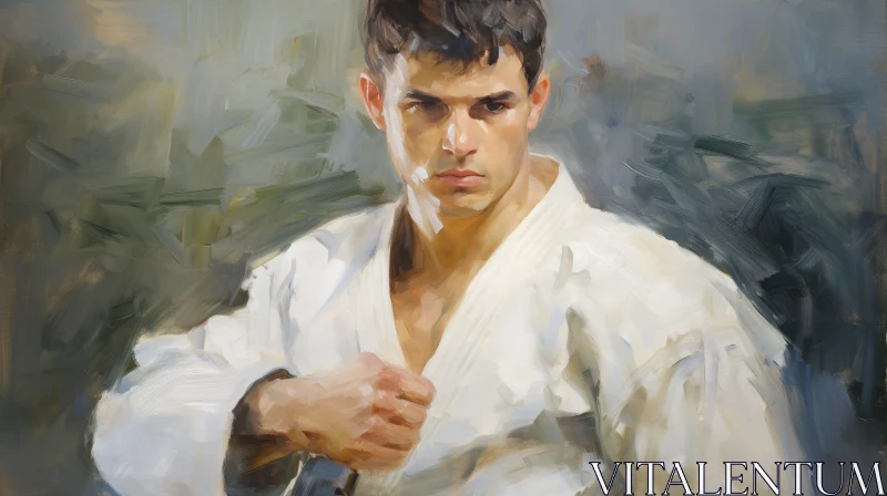 AI ART Karate Martial Arts Young Man Painting
