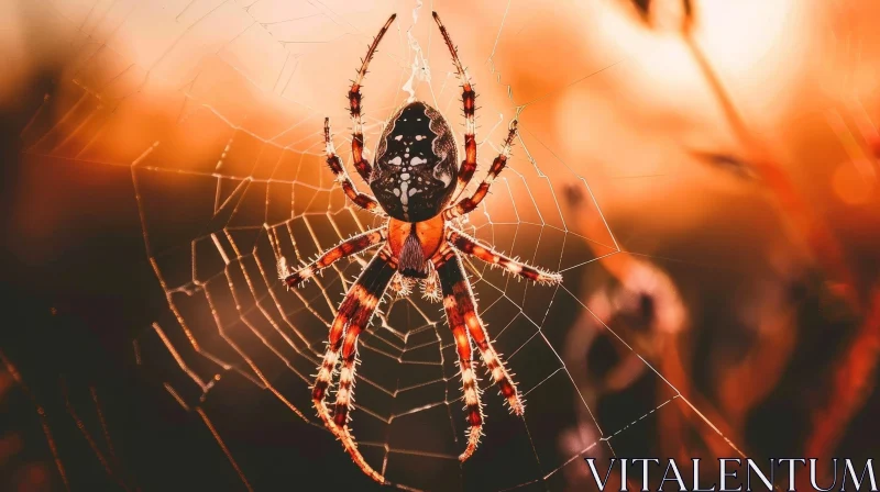 AI ART Menacing Spider in Dew-Covered Web