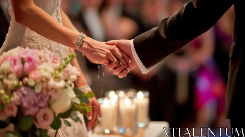 A Touch of Love: Bride and Groom's Heartwarming Wedding Moment AI Image