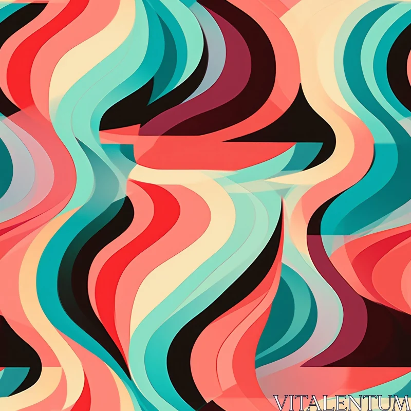 Abstract Painting with Wavy Pattern - Artistic Expression AI Image