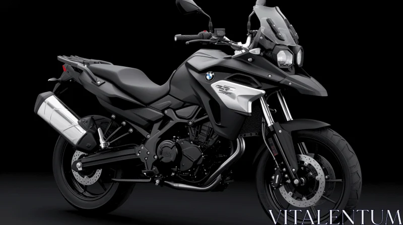 Black BMW Motorcycle on Black Surface - Monochromatic Scheme AI Image